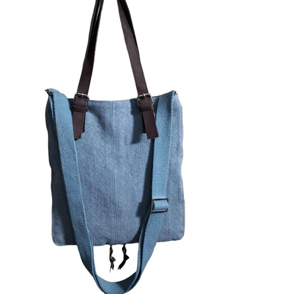 Handbags - Convertible Blue Canvas Tote Bag